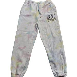 Keith Haring Joggers Pants Womens Size S Pink White Blue Pastel Tie Dye